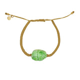 Bracelet tressé doré et scarabée - VERT