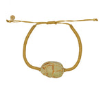 Bracelet tressé doré et scarabée - BEIGE