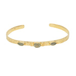 Jonc doré texturé fleurs et 3 pierres - PREHNITE