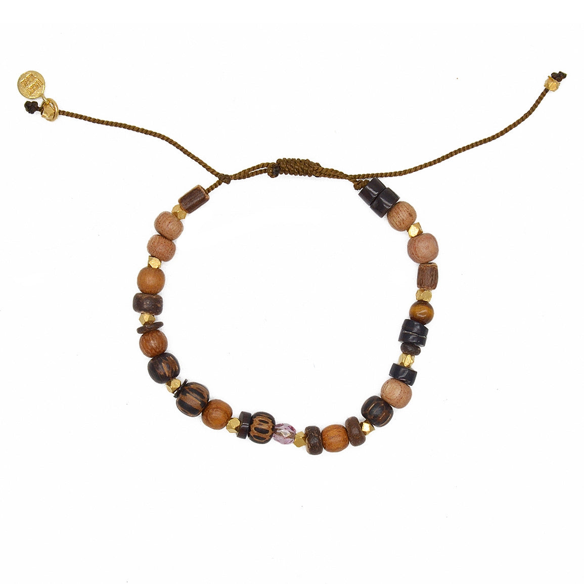 Bracelet mix perles bois et doré