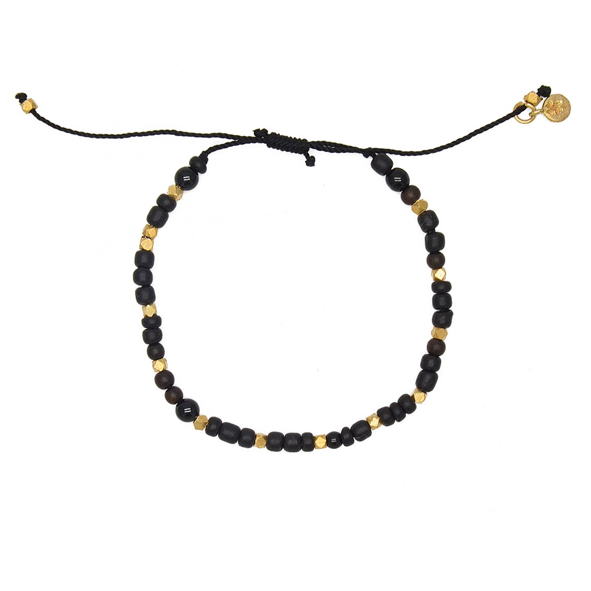 Bracelet mix perles dorées bois et agathe