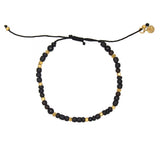 Bracelet mix perles dorées bois et agathe