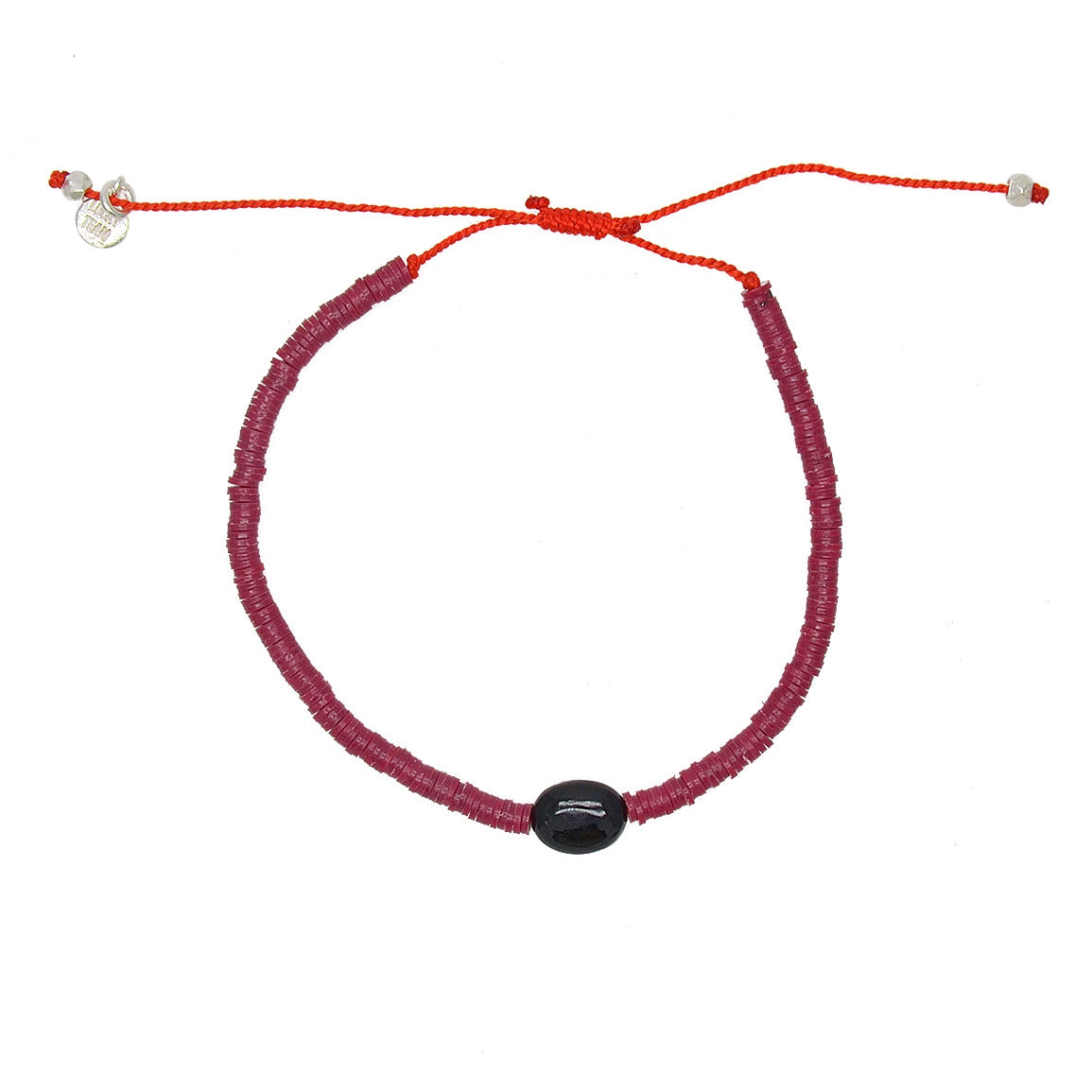 Bracelet disques en vinyle et onyx noire