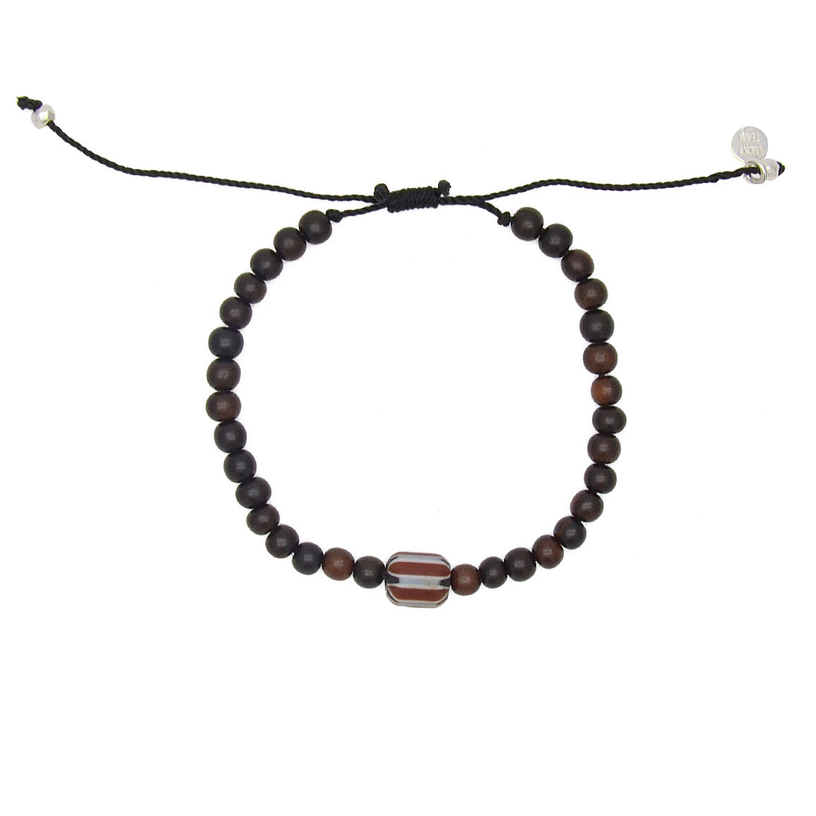 Bracelet perles bois et perle colorée