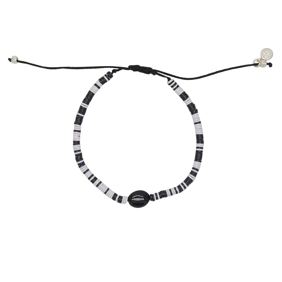 Bracelet disques en vinyle et onyx noire