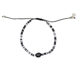 Bracelet disques en vinyle et onyx noire