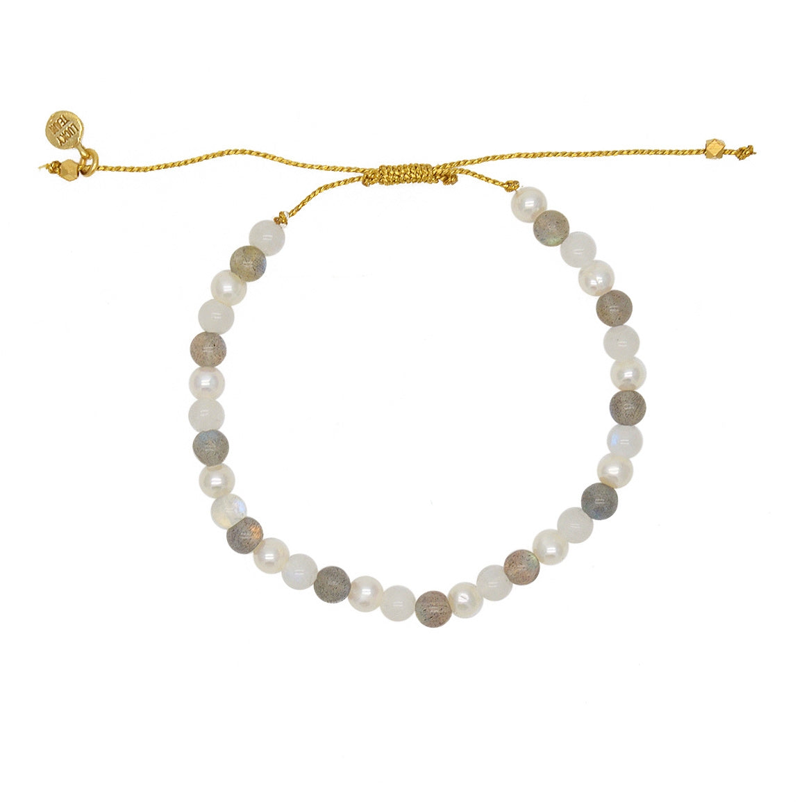Bracelet tressé doré et perles - LABRADORITE - PIERRE DE
