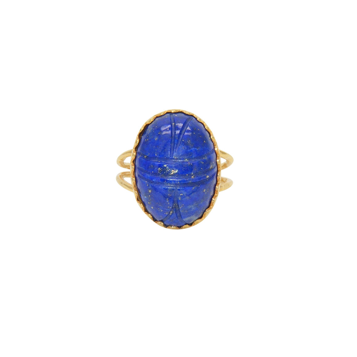 Bague dorée scarabée taillé dans la pierre - 50 / LAPIS