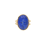 Bague dorée scarabée taillé dans la pierre - 50 / LAPIS