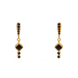 Boucles dorées onyx noire et zircons noirs