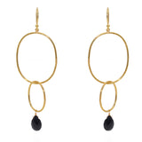 Boucles dorées anneaux martelées et goutte pierre - ONYX