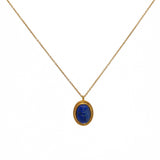 Collier doré pendentif scarabée lapis