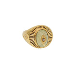 Chevalière dorée pierre et oeil zircon