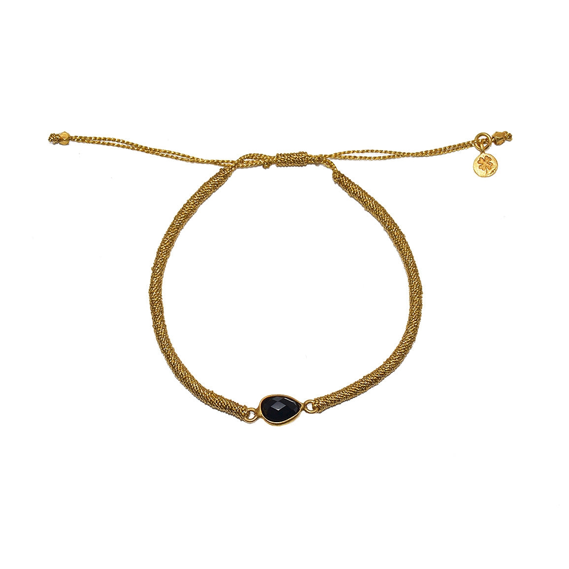 Bracelet tressé doré et pierre