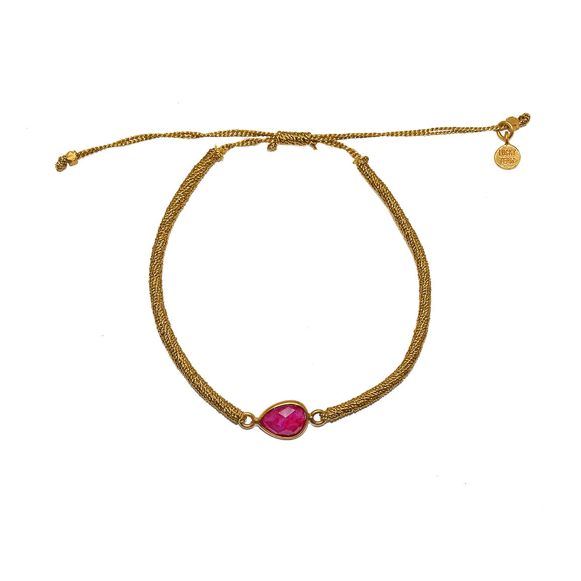 Bracelet tressé doré et pierre