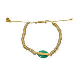 Bracelet tressé doré et beige onyx verte - BEIGE & ONYX