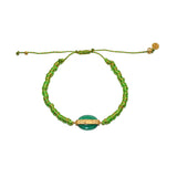 Bracelet tressé doré et beige onyx verte - VERT DORÉ & ONYX