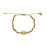 Bracelet tressé doré et beige onyx verte - DORÉ & PREHNITE