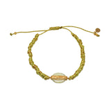 Bracelet tressé doré et beige onyx verte - VERT POMME DORÉ &