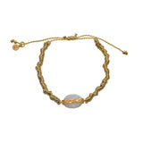Bracelet tressé doré et beige onyx verte - DORÉ & PIERRE DE
