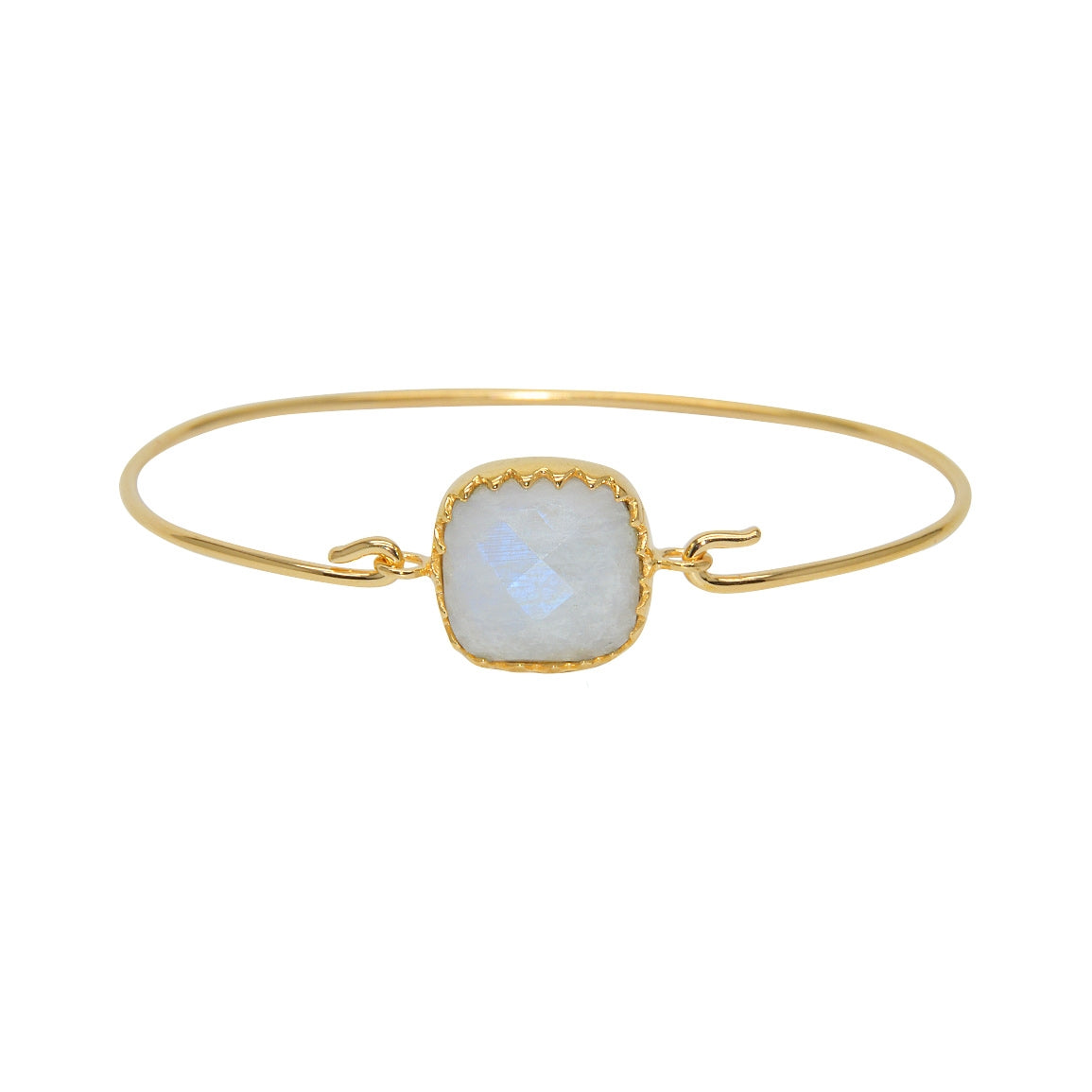 Jonc fermé doré et pierre carrée