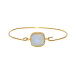 Jonc fermé doré et pierre carrée