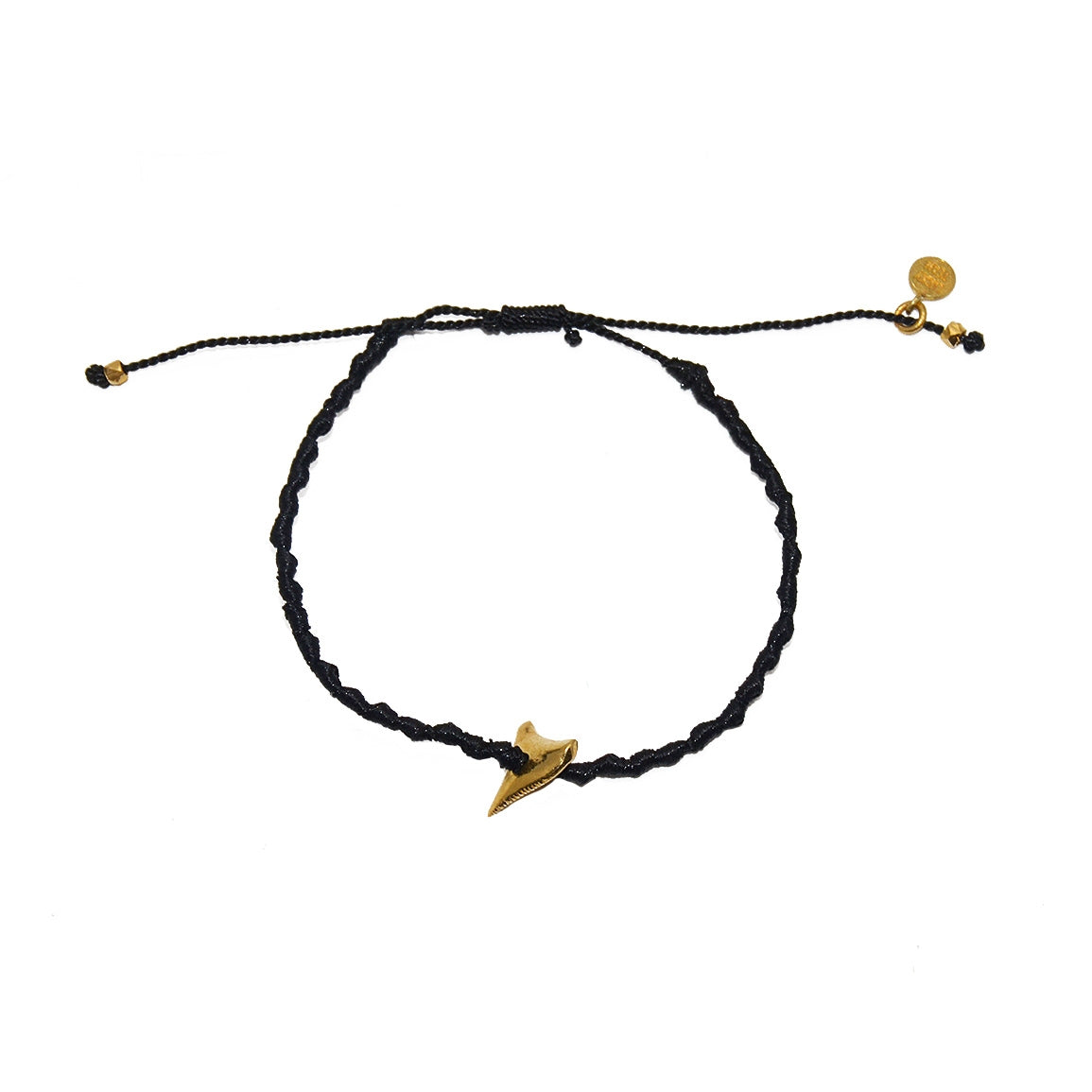 Bracelet tressé kaki dent de requin dorée
