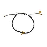 Bracelet tressé kaki dent de requin dorée