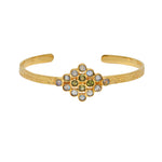 Jonc doré texturé losange de pierres