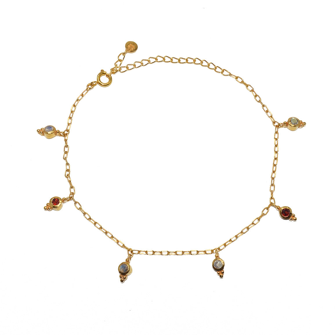 Bracelet de cheville doré et pampilles pierres - LABRADORITE