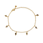 Bracelet de cheville doré et pampilles pierres - PREHNITE -