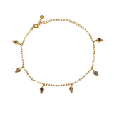 Bracelet de cheville doré et pampilles pierres - PREHNITE -