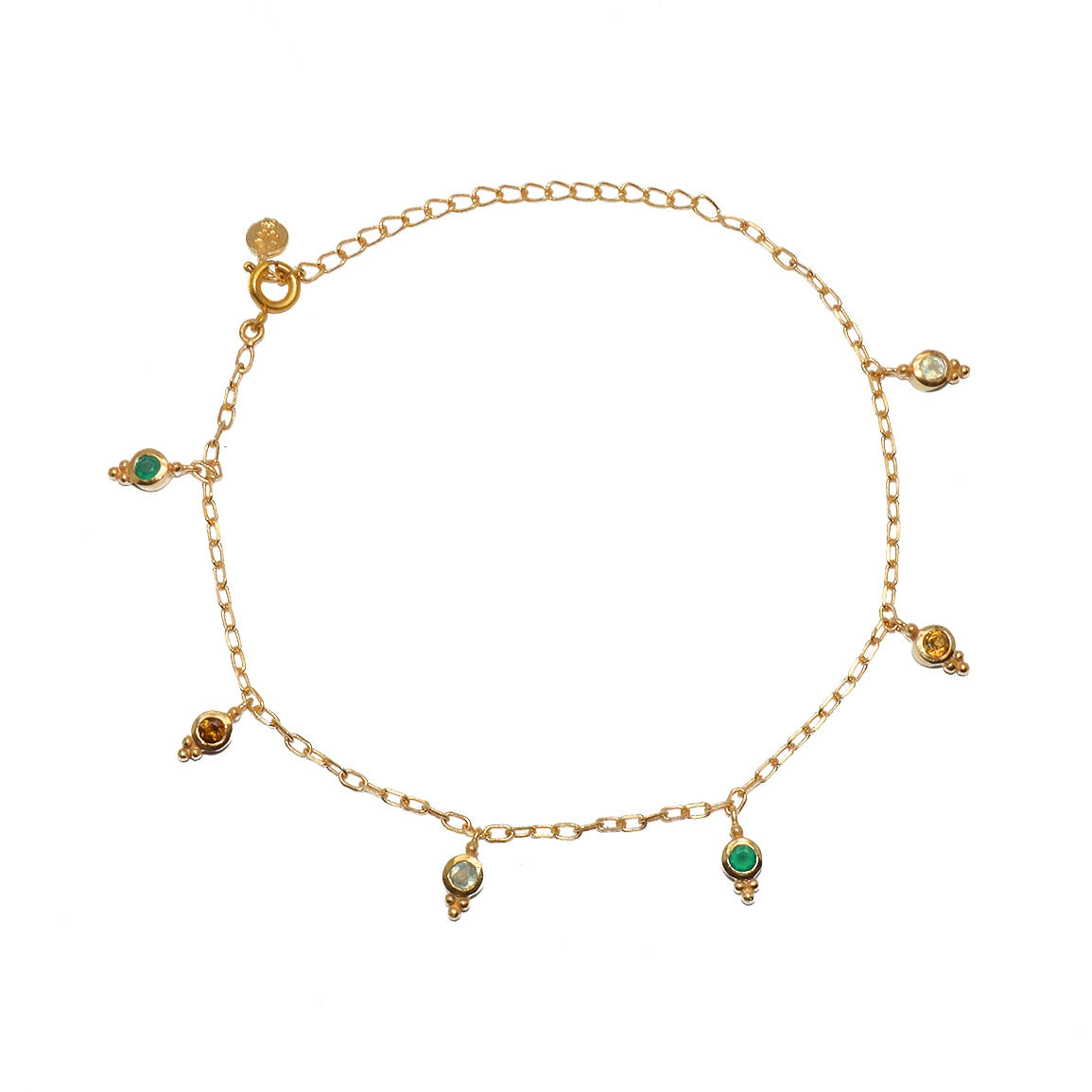 Bracelet de cheville doré et pampilles pierres - PREHNITE -