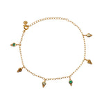 Bracelet de cheville doré et pampilles pierres - PREHNITE -