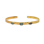 Jonc doré texturé fleurs et 3 pierres