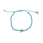 Bracelet tressé bleu marine dent de requin argent 925 -