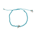 Bracelet tressé bleu marine dent de requin argent 925 -