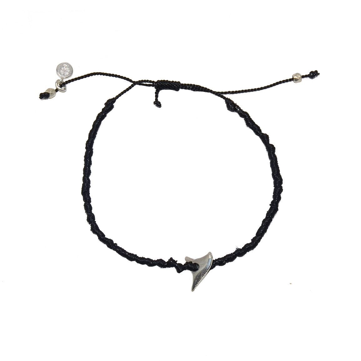 Bracelet tressé bleu marine dent de requin argent 925 - NOIR