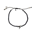 Bracelet tressé bleu marine dent de requin argent 925 - NOIR