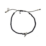Bracelet tressé bleu marine dent de requin argent 925 - NOIR
