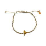 Bracelet tressé kaki dent de requin dorée