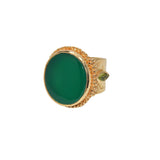 Chevalière dorée XXL pierre ronde - 50 / ONYX VERTE