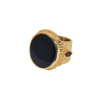 Chevalière dorée XXL pierre ronde - 50 / ONYX NOIRE