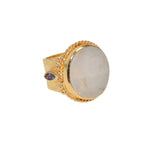 Chevalière dorée XXL pierre ronde