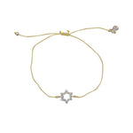 Bracelet fin tressé etoile de David argent 925 et zircons -