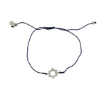 Bracelet fin tressé etoile de David argent 925 et zircons -