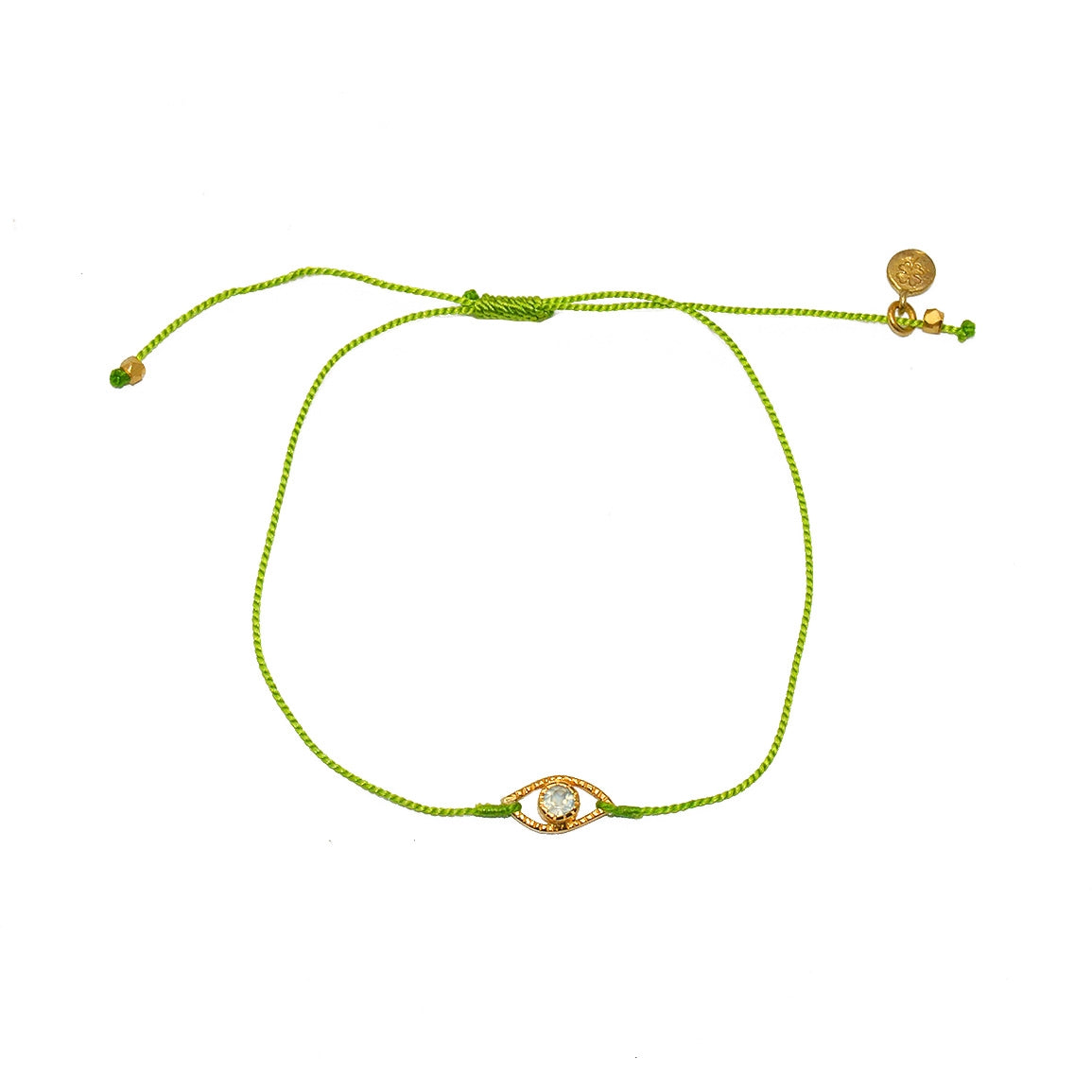 Bracelet cordon et oeil pierre - VERT & PREHNITE
