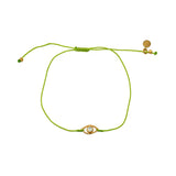 Bracelet cordon et oeil pierre - VERT & PREHNITE