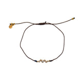 Bracelet tressé et zircons blancs - CHOCOLAT