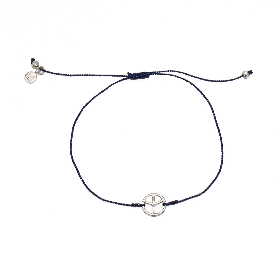 Bracelet tressé peace argent 925 - BLEU MARINE